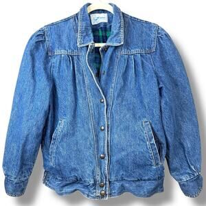 Vintage Sergio Valente VTG Western Pleated Flannel Puff Shoulder Denim Jacket